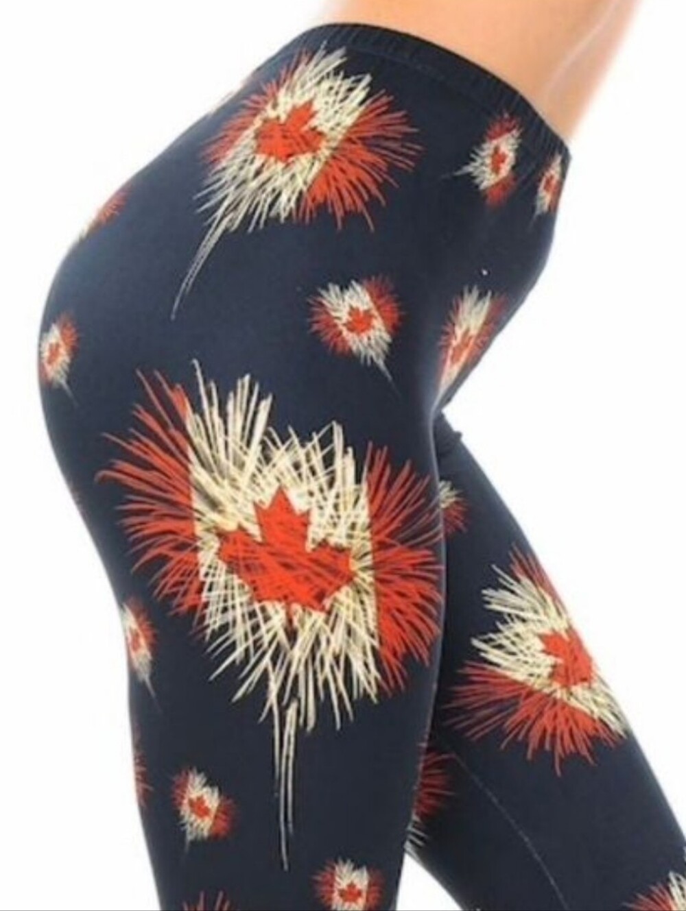 LEGGINGS DEPOT CANADIAN Flag Print Full Length Leggings Size 10 NWT